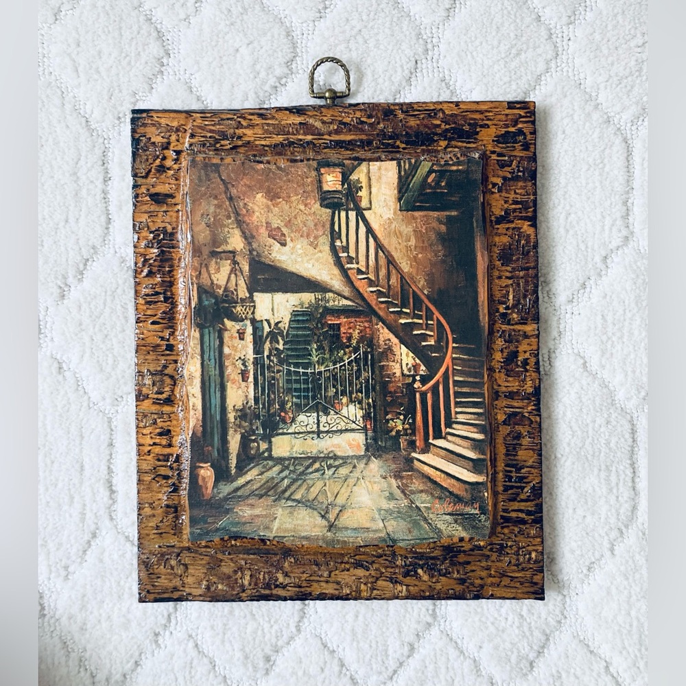 framed print titled "Four Courtyards" by O.L. Coleman, on Rustic wooden Frame - Picture 2 of 12